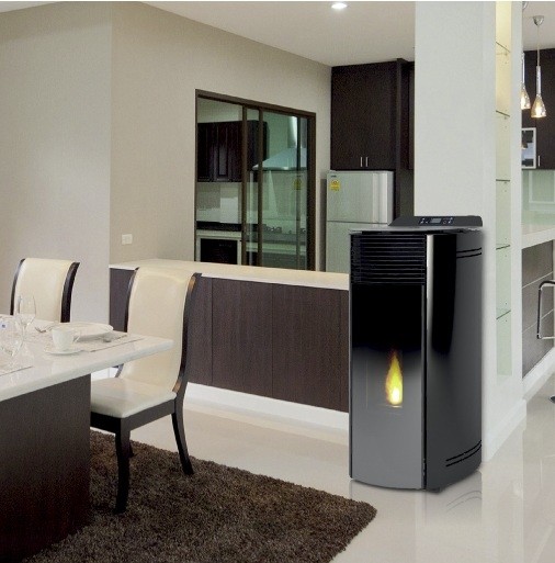 Centrala peleţi Jessica Black Line Idro (ventilată)  13 kW (+R/C / Wi-FI)